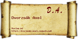 Dvorzsák Axel névjegykártya